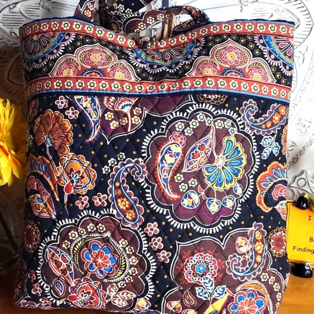 Vera Bradley Brown Multi Color Floral Paisley Tote - Picture 2 of 12